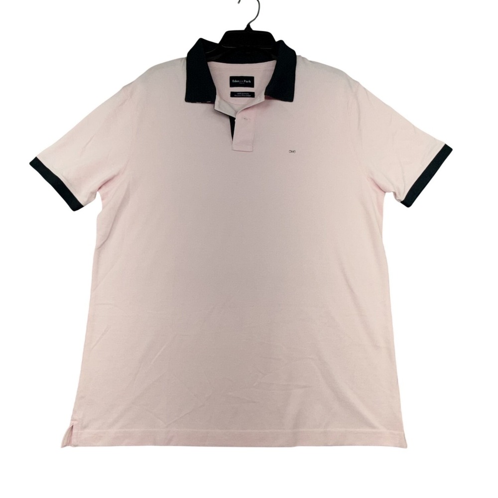 Eden Park Polo Shirt Mens L Pink Golf Performance Short Sleeve Stretch Pique Top
